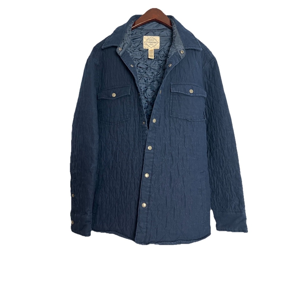 St John Bay Men's Size L Light Weight Quilted Work Chore Coat Size L Navy Blue